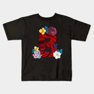 Floral Letter B Kids T-Shirt